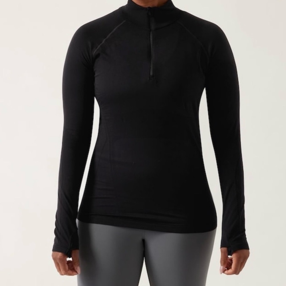 Athleta NEW Women's Black Momentum Half-zip. M